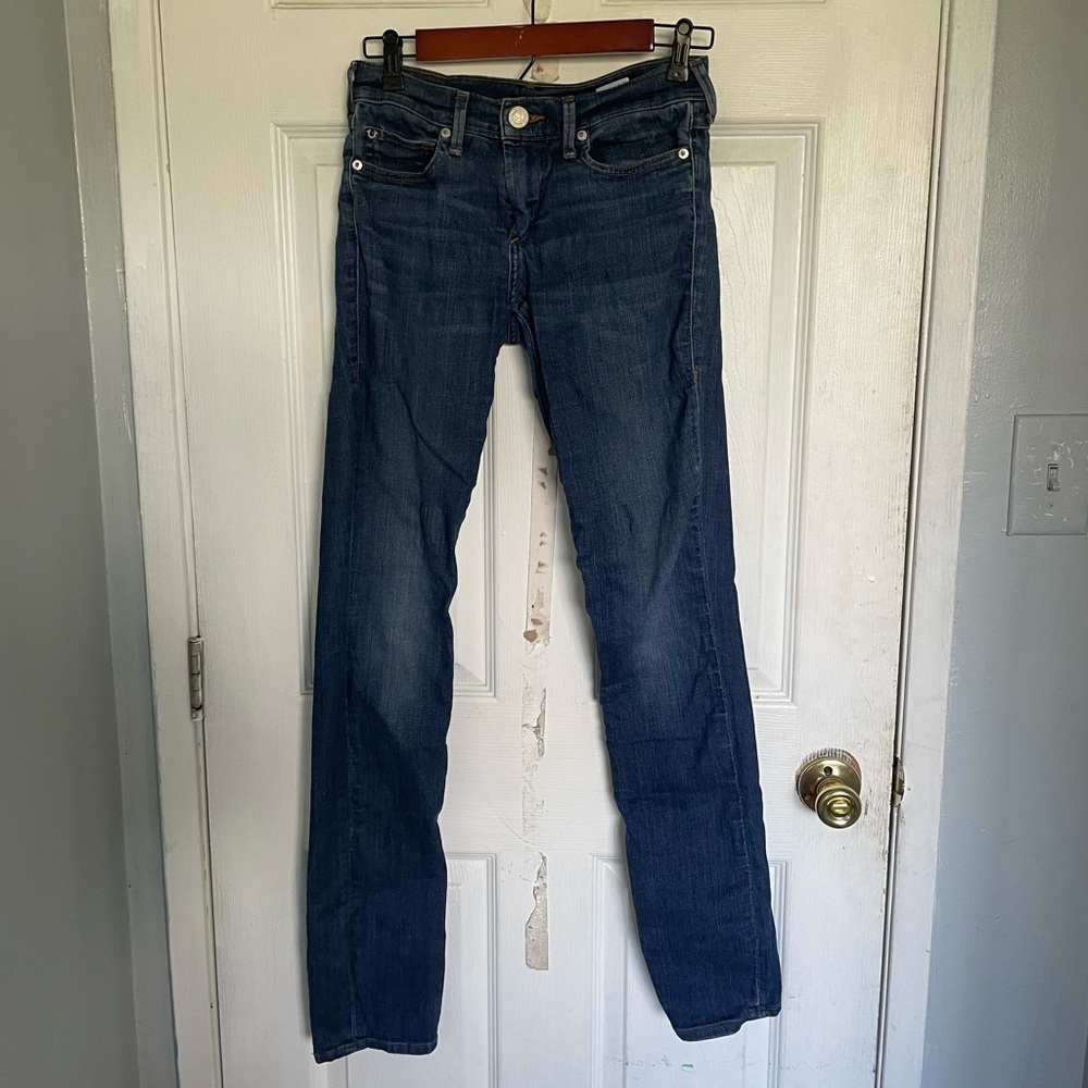 True Religion Mid Rise Straight Leg Jeans